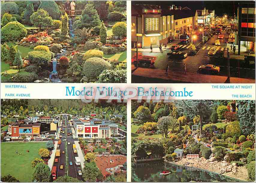CPM Model Village Babbacombe Waterfall The Square at night Park Avenue The Beach 