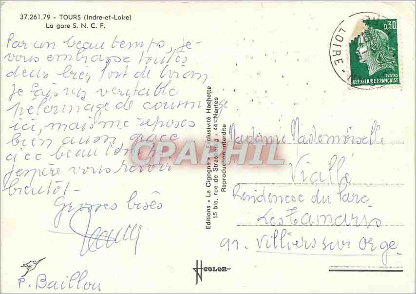 CPM Tours (Indre et Loire) La gare S N C F — Rückseite