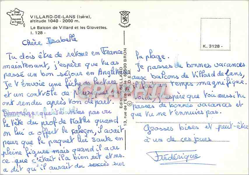 Villard-de-Lans — Le Balcon de Villard — Éditions Gellard — Rückseite