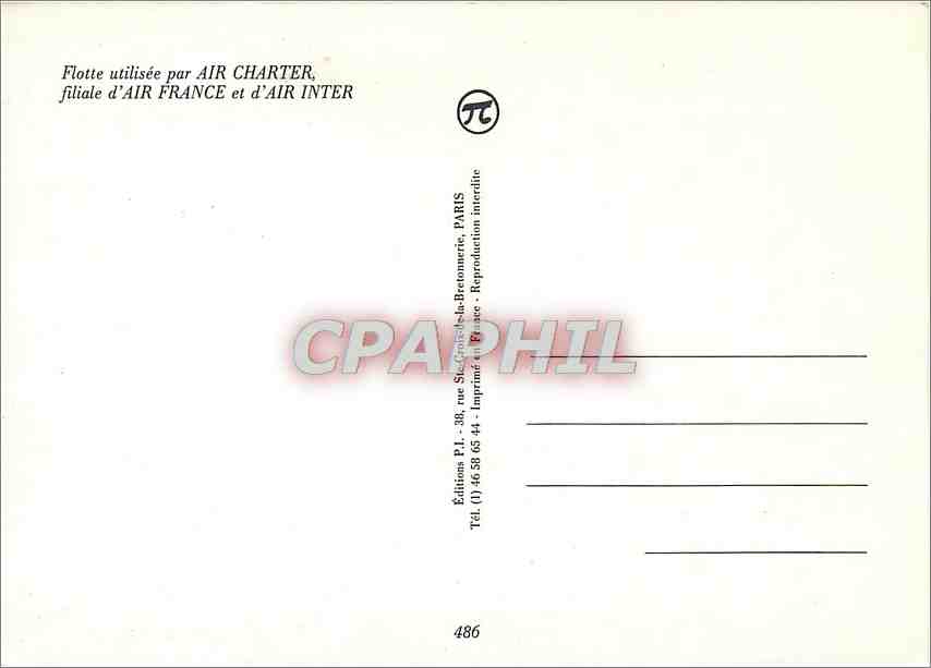 CPM Flotte utilisee par Air Charter Filiale d'Air France et d'Air Inter Aviation Avions — Rückseite