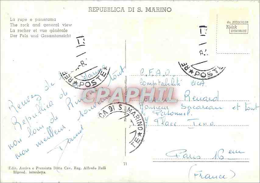 CPM Republica di S Marino La rocher et vue generale — Rückseite