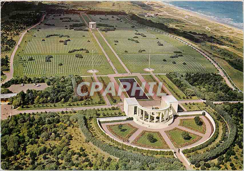 CPM La France vue du ciel Ohama Beach St Laurent sur Mer (Calvados) Le cimetiere americain le memori