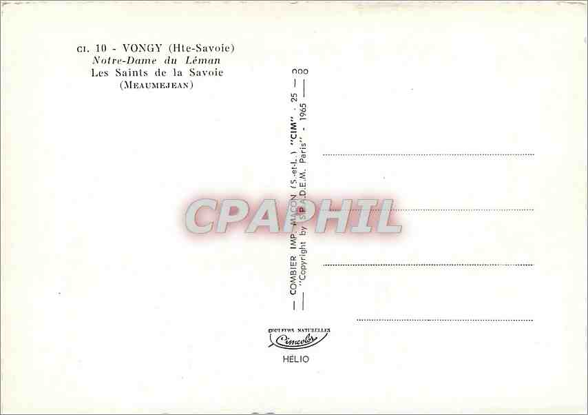 CPM Vongy (Hte Sav) Notre Dame du Leman Les Saint de la Savoie — Rückseite