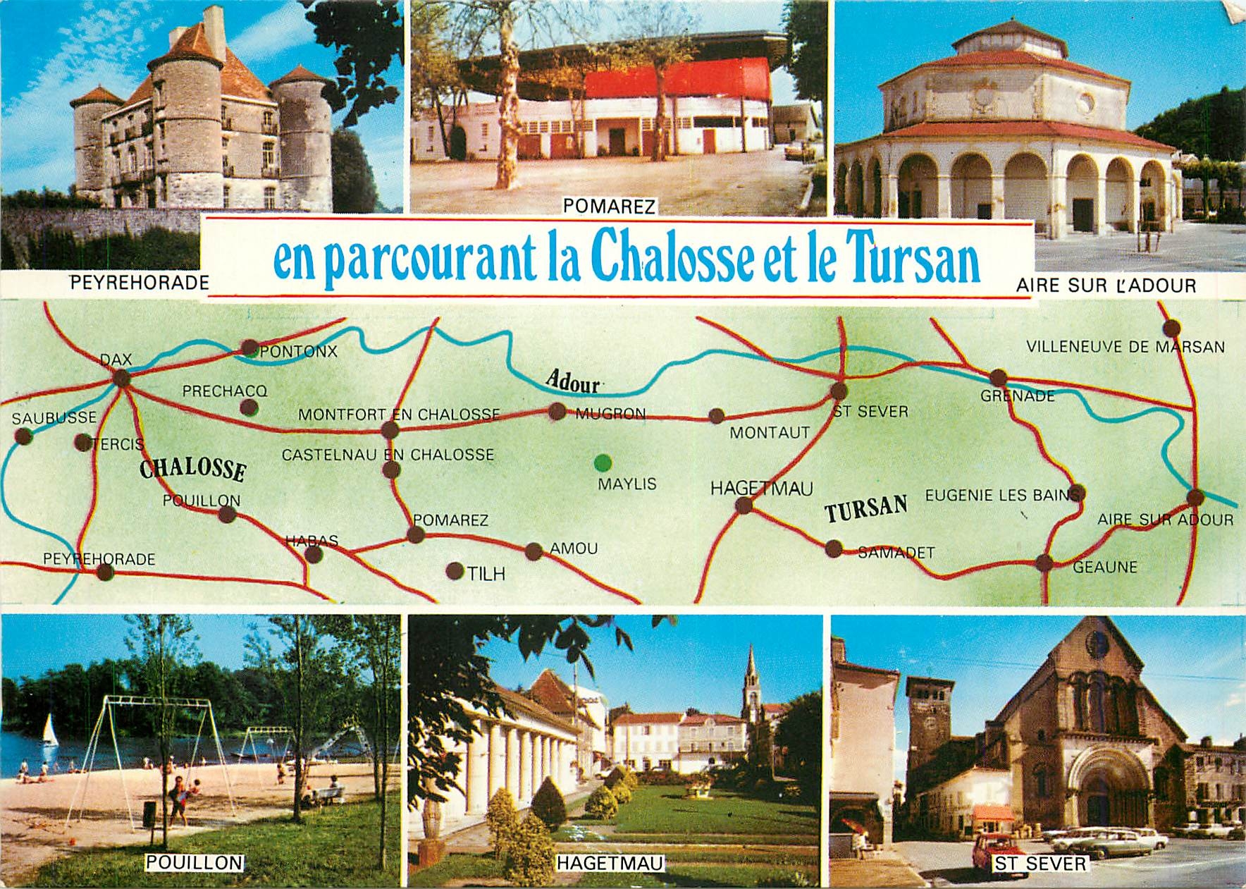CPM En parcourant la chalosse et le Tursan Peyrehorade Pomarez Aide sur l'Adour Pouillon Hagetmau St