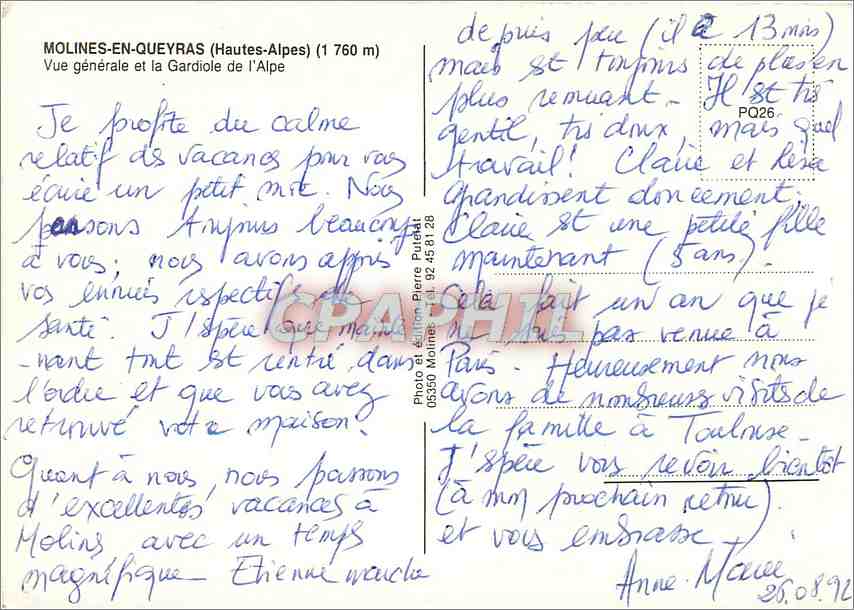 CPM Molines en Quayrans (Hautes Alpes) Vue generale et la Gardiole de l'Alpe — Rückseite