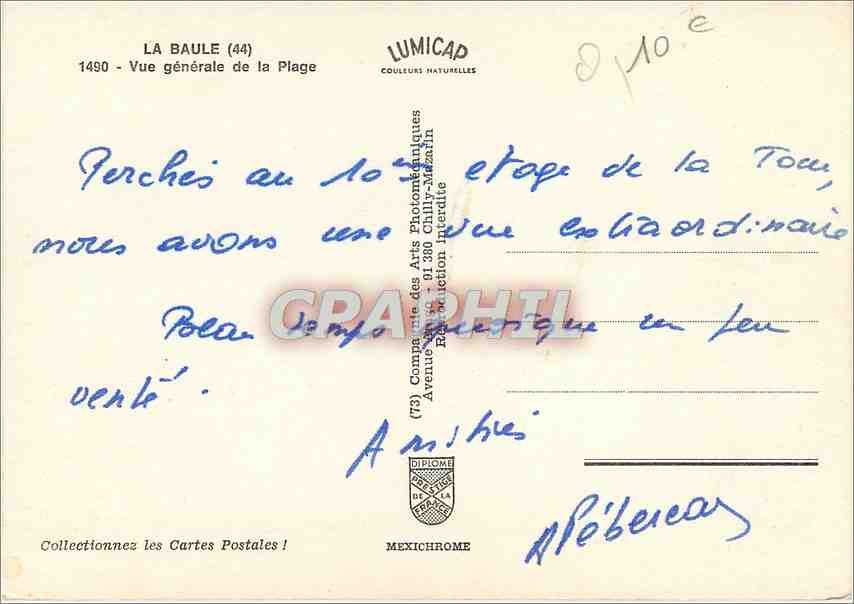 CPM La Baule Vue geneale de la Plage — Rückseite