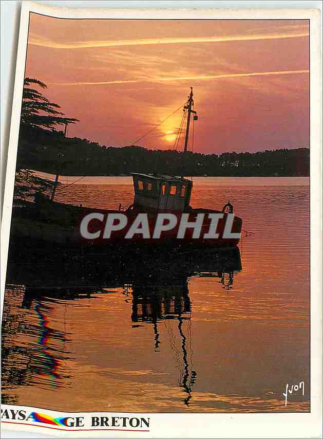 CPM Paysage Breton Soleil couchant sur le golfe