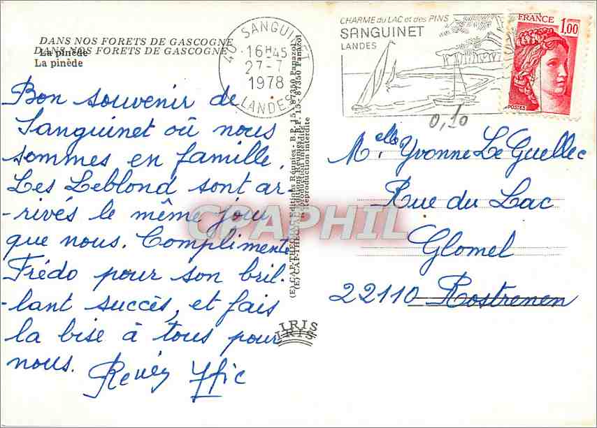 CPM Dans Nos forets de Gasgogne la pinede — Verso