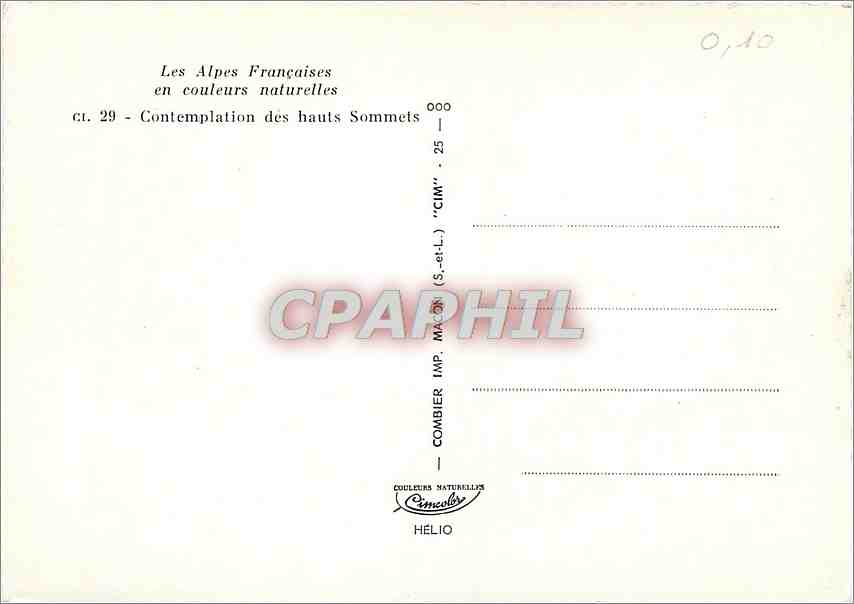 CPM Les Alpes Francaises en Couleurs naturelles Contemplation des hauts Sommets — Verso