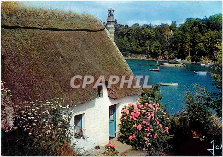 CPM La Bretagne en couleurs Maison du Pecheur sur la riviere (Kerdruc)