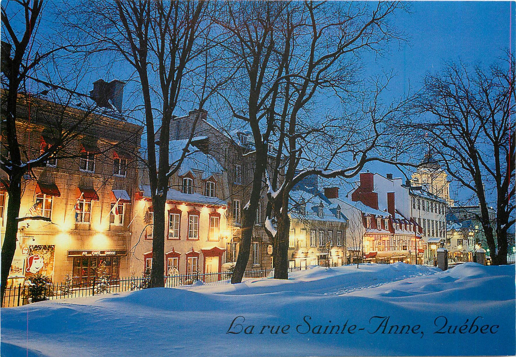 CPM Quebec La charmante rue Sainte Anne un Soir de Fevrier