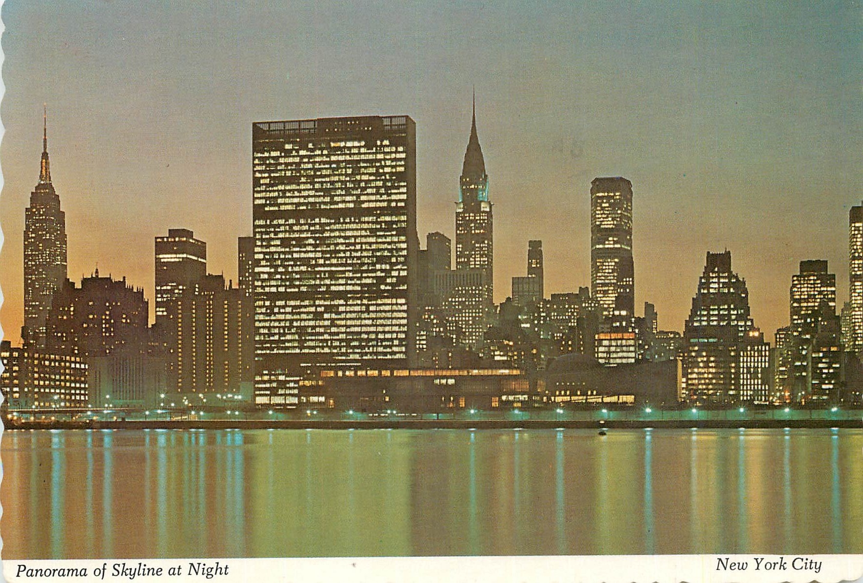 CPM New York City Panorama of Dkyline at Night