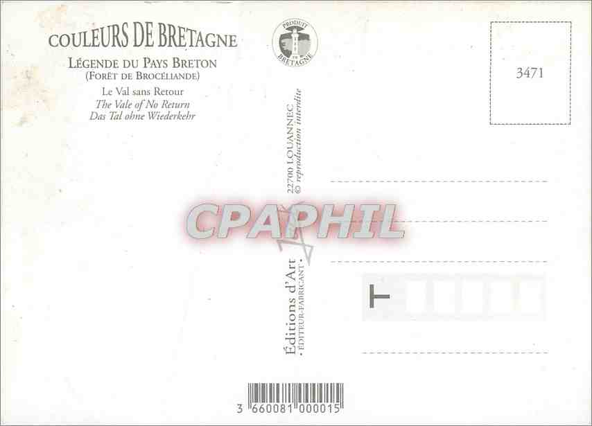 CPM Legende du Pays Breton(Foret de Broceliande) Le Val sans Retoure — Rückseite