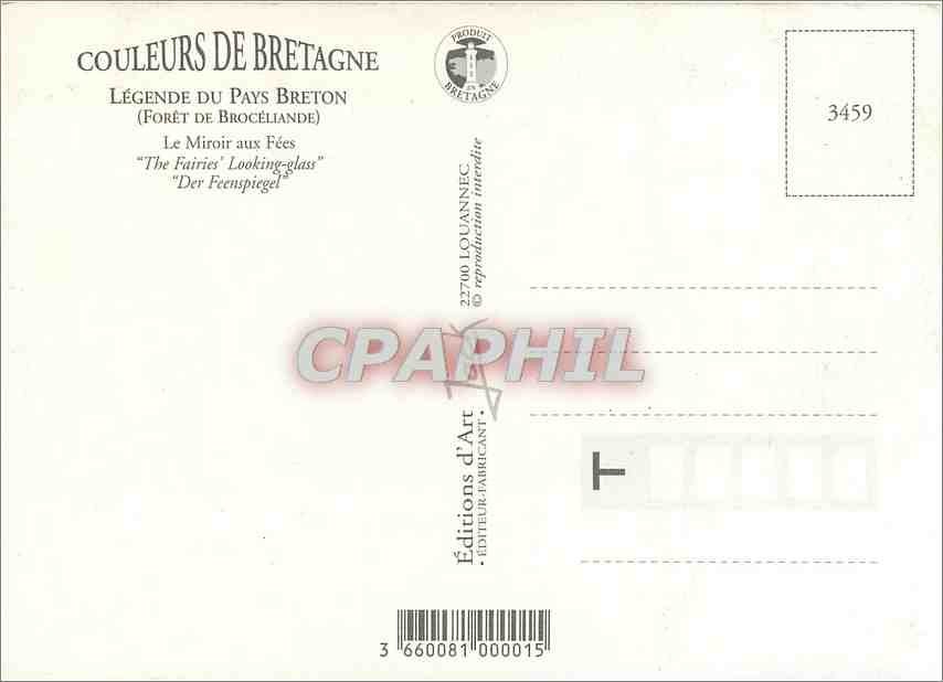 CPM Legende du Pays Breton(Foret de Broceliande) Le Miroir aux Fees — Rückseite