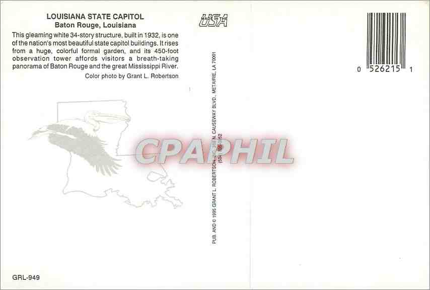 CPM Louisiana State Capitol Baton Rouge Louisiana — Rückseite