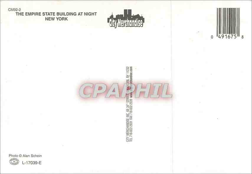 CPM New York the empire state Building at Night — Rückseite
