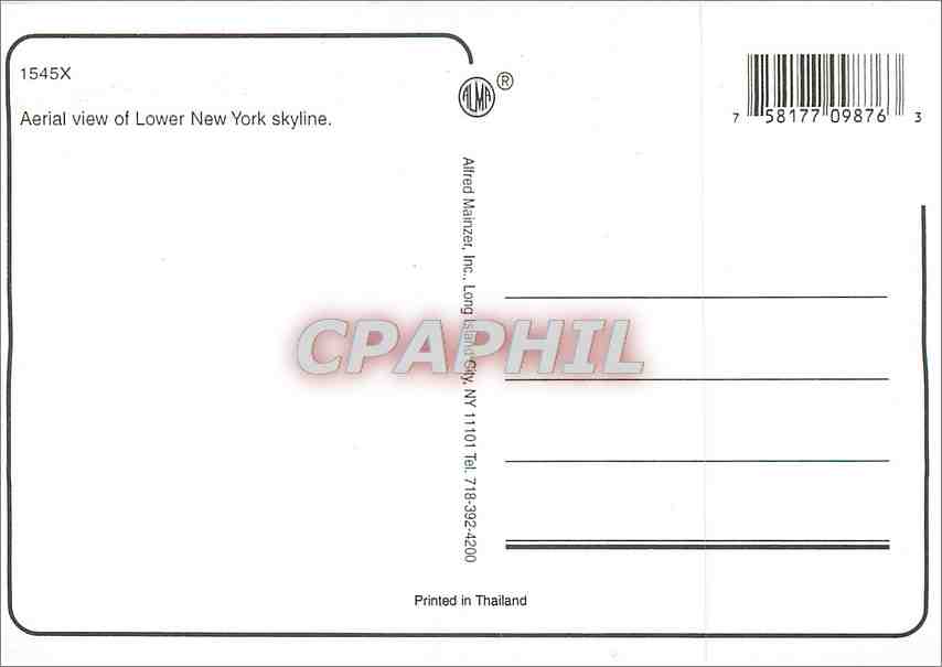 CPM New York Arerial veiw of Lower New York Skylilne — Rückseite