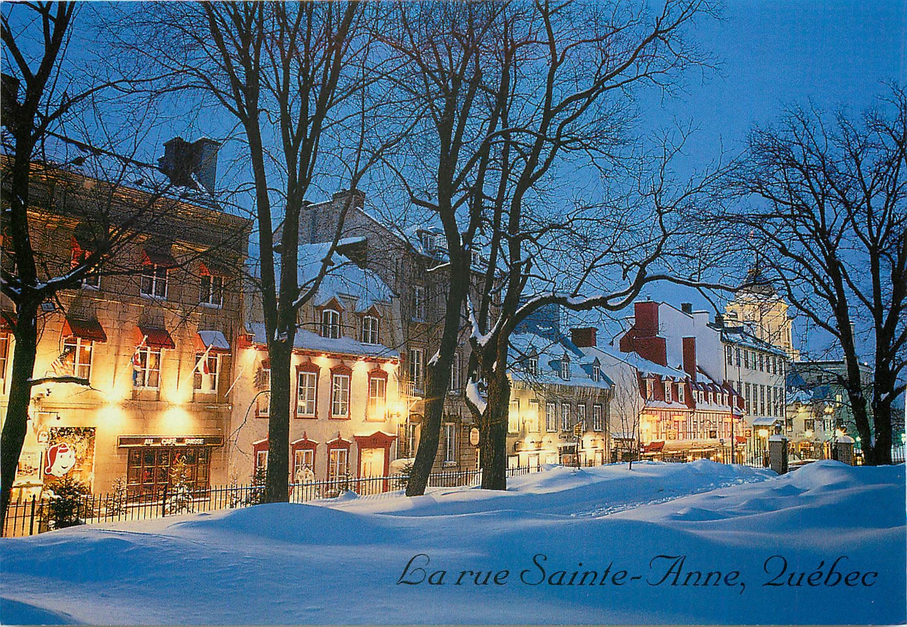 CPM Quebec la charmante rue Sainte Anne un soir de levrier