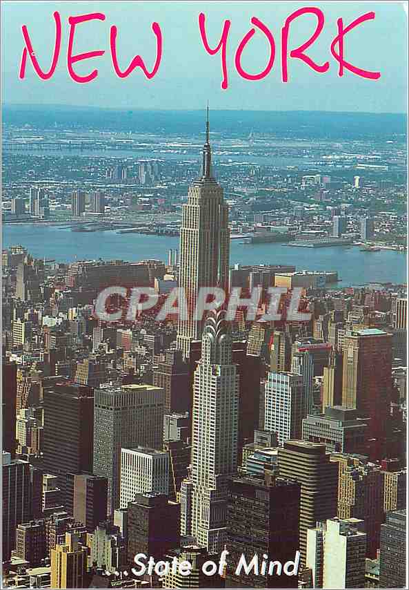 CPM New York The Chyster and the Empire state Buildings ans New nersey in the distance