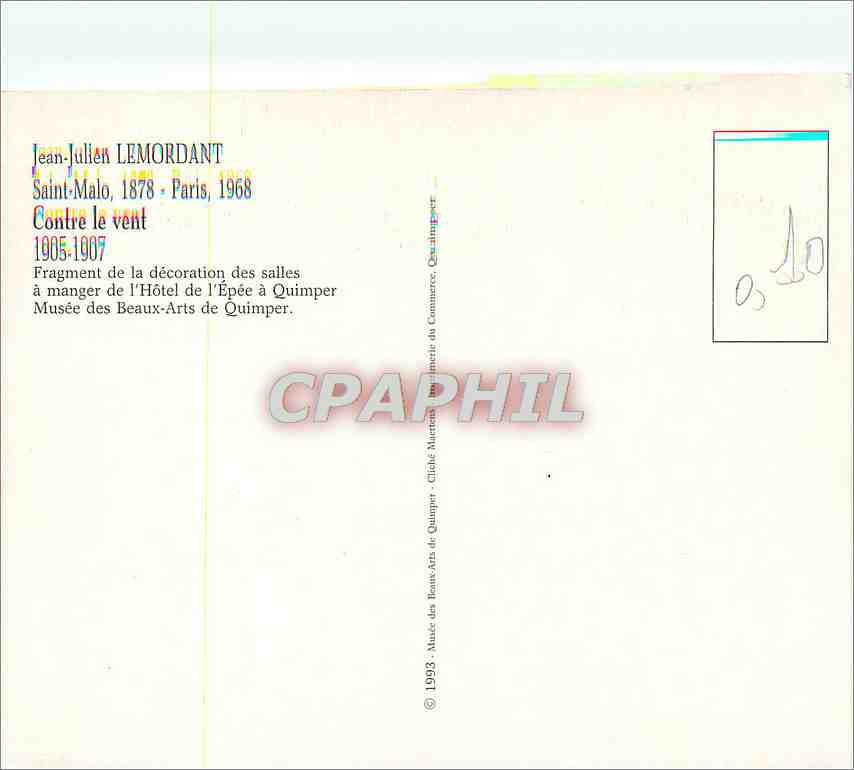 CPM Jean Jullen Lemordant Saint Malo 1878 Paris 1968 Contre le vent — Verso