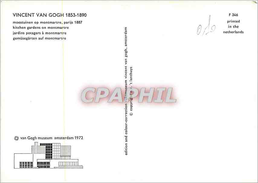 CPM Vincent van Goh 1853 1890 Jardins potagers a montmartre — Rückseite