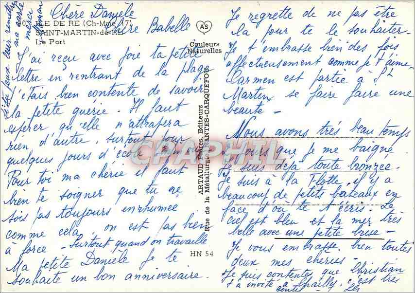 CPM Ile de Re (Ch Mme) Saint Martin de Re Le Port — Back