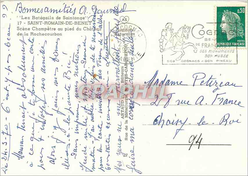 CPM Les Bategails de Saintonge Saint Romain de Benet Scene champetre au pied du chateau de la Rochec — Back