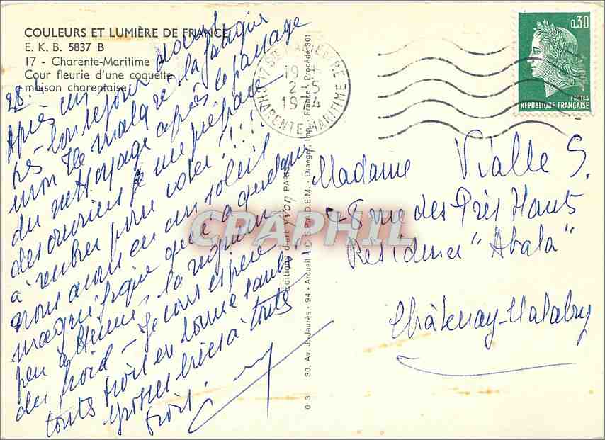 CPM Charente Mme cour Fleurie d'une coquette maison charetaise — Back
