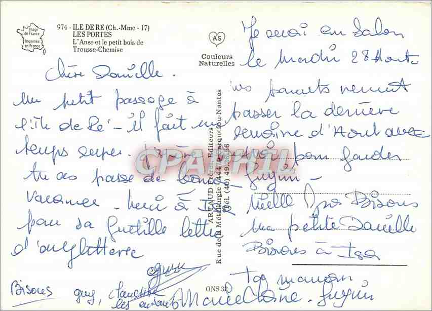 CPM Ile de Re (Chte Mme) Les Portes l'Anse et le petit bois de Trousse Chemise — Back