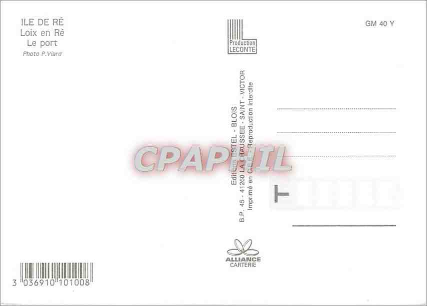 CPM Ile de Re (Chte Mme) Loix en Re le Port — Verso