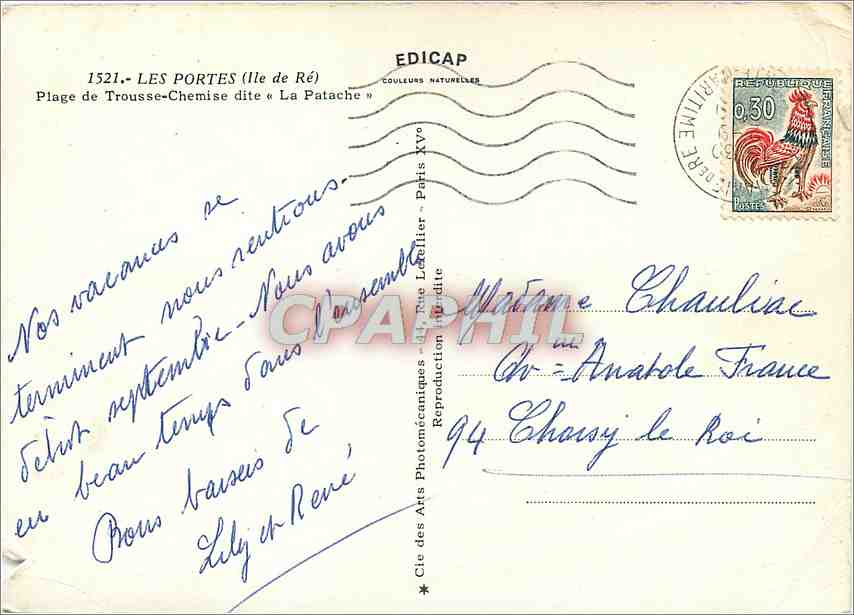 CPM Ile de Re (Chte Mme) Les Portes Plage de Trousse Chemise dite laPatache — Verso