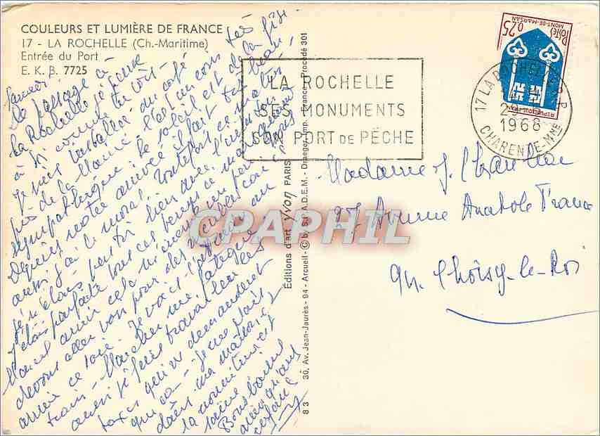 CPM La Rochelle (Chte Mme) Entree du Port — Verso