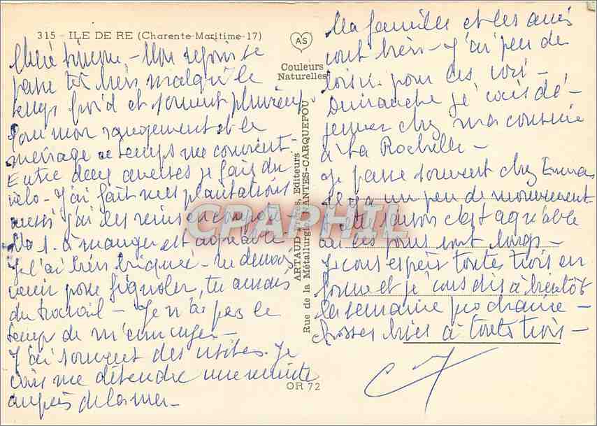 CPM Ile de Re (Chte Mme) Mariee retaise Venelle en fleurs Moulin du Morinand Anse de Trousse Chemise — Verso