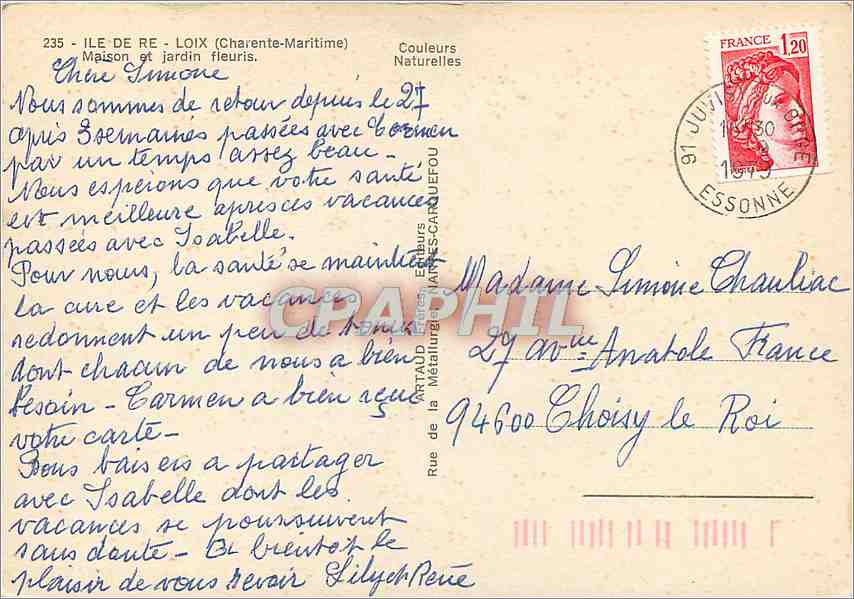 CPM Ile de Re (Chte Mme) Loix Maison et jardin Fleuris — Back