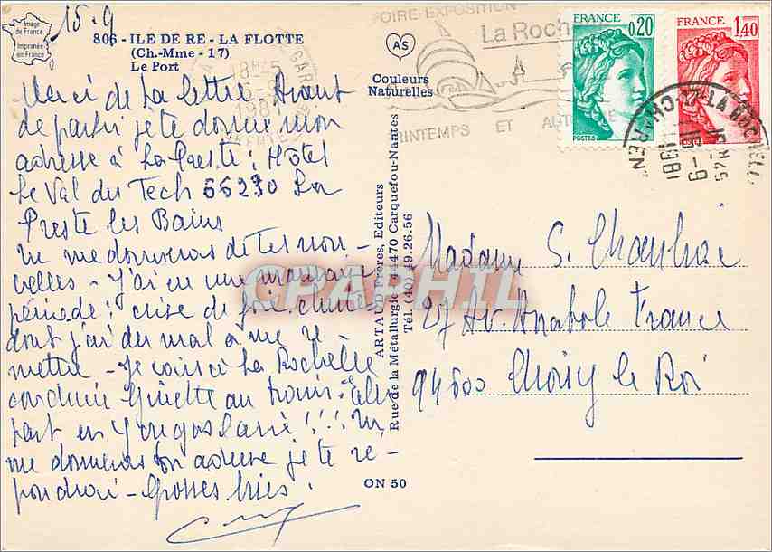 CPM Ile de Re (Chte Mme) La Flotte Le Port — Back