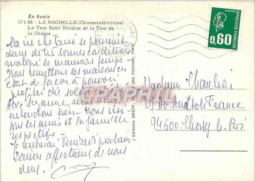 CPM En Aunis La Rochelle (Chte Mme) La Tour Saint Nicolas et la Tour de la Chaine Bateaux — Verso