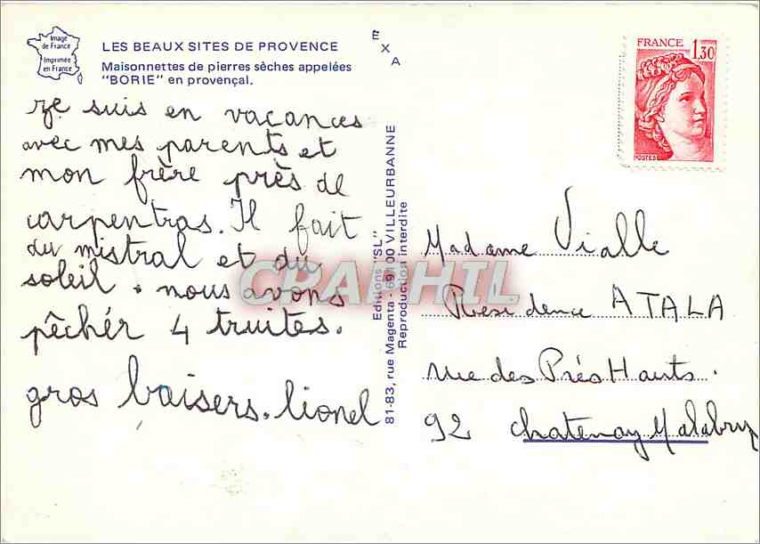 CPM Les Beaux Sites de Provence Maisonnettes de pieres seches appelees Borie en provencal — Rückseite