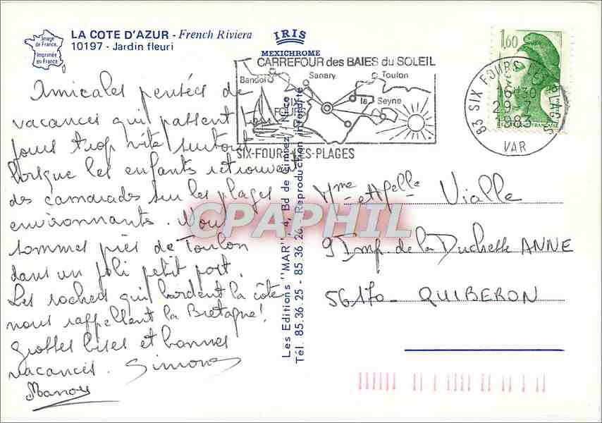 CPM La Cote d'Azur French Riviera Jardin Fleuri — Rückseite