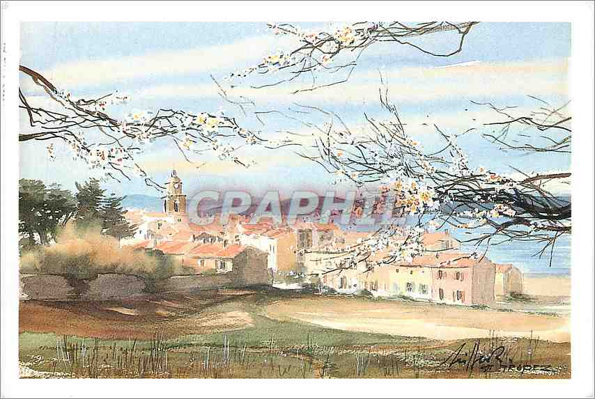 CPM Cartina Le village de Saint Tropez Aquarelle de Jean Michel Seiller