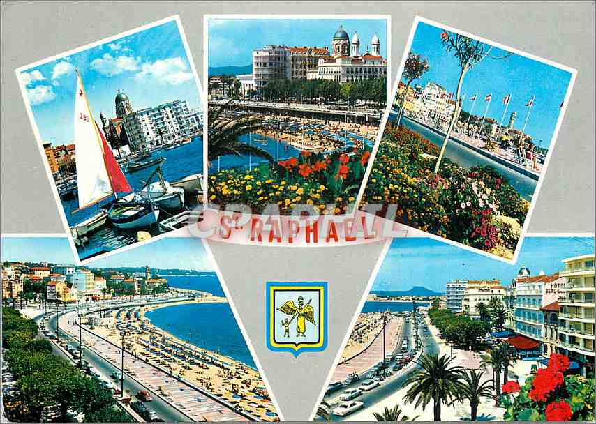 CPM La Cote d'Azur Saint Raphael (Var) Le port la plage Le Boulevard Felix Martin