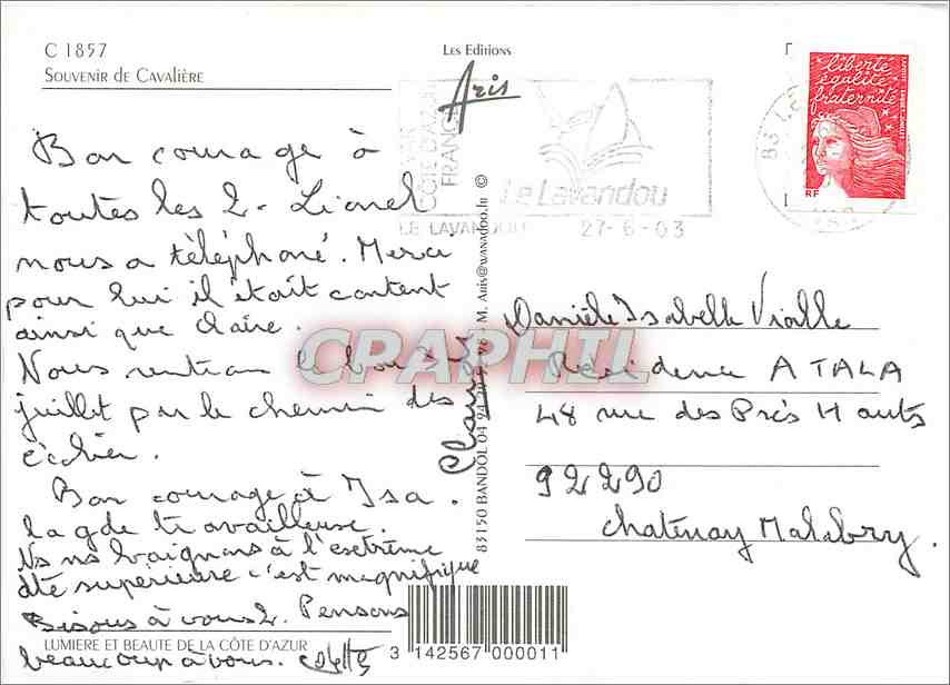 CPM La Cote d'Azur Les Issambres San Peire — Rückseite