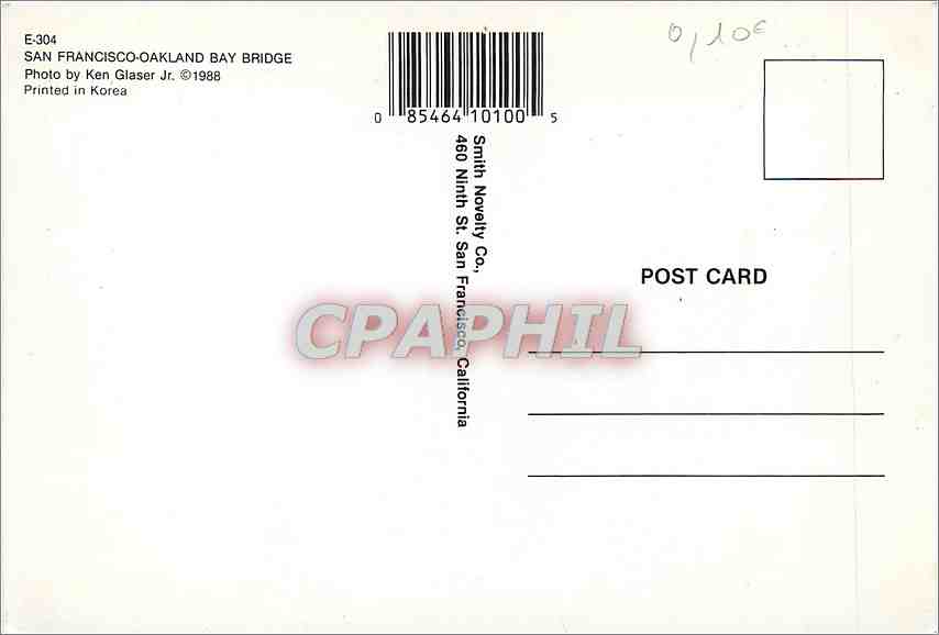 CPM San Francisco Oakland Bay Bridge Printed Korea — Verso