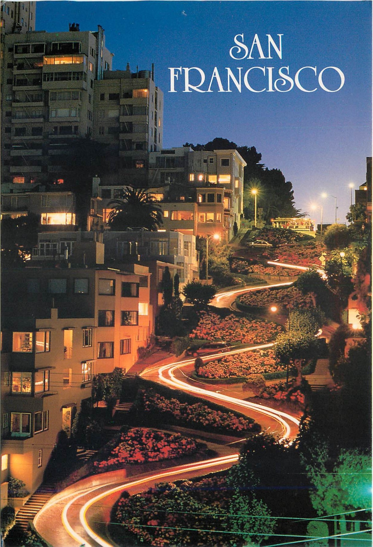 CPM San Francisco as a cable car passes above lombard street