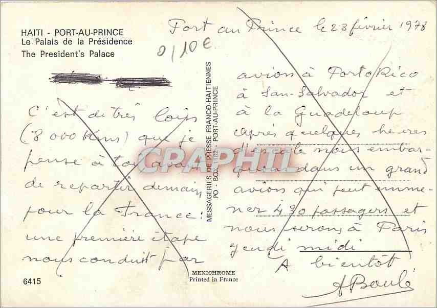 CPM Haiti Port au Prince Le Palais de la Presidence — Rückseite