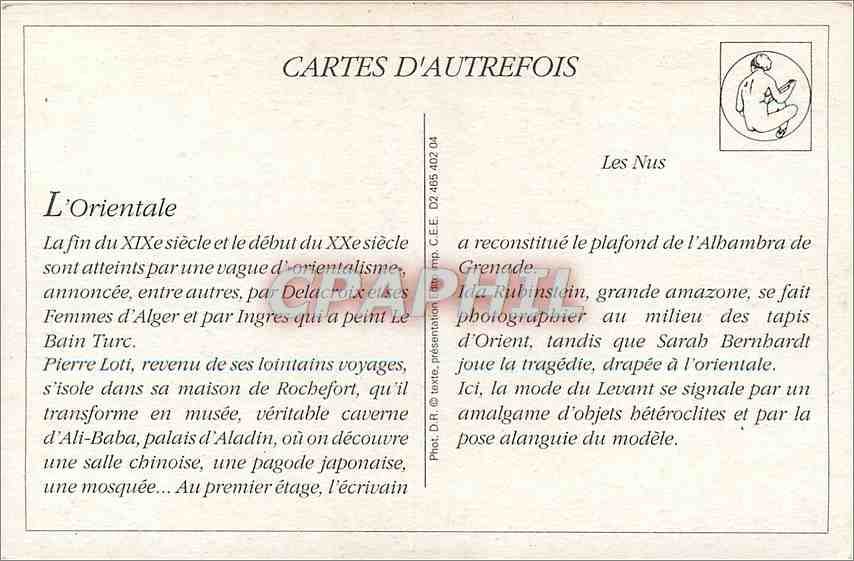 CPM L'oreintale Les Nus — Back