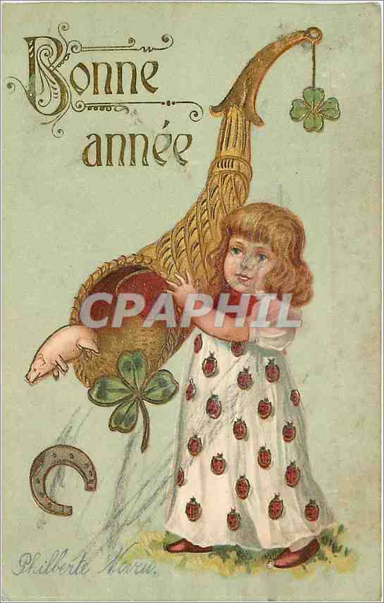 CPA Bonne annee Carte Postale Cochon