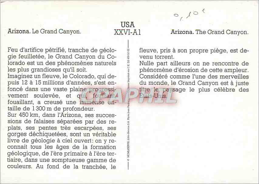 CPM Usa Arizona Le Grand Canyon — Back