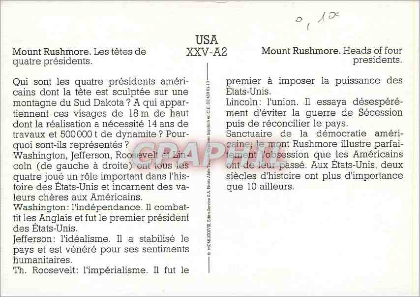 CPM Usa Mount Rushmore Les tetes de quatre presidents — Back