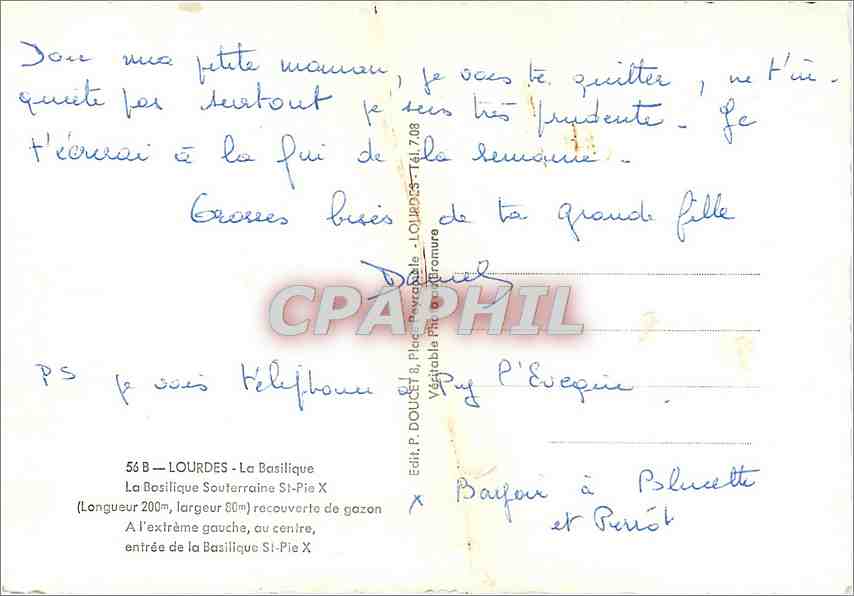 CPM Lourdes La Basilique La Basilique Souterraine — Verso