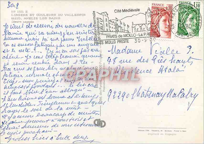 CPM Amelie les Bains — Rückseite